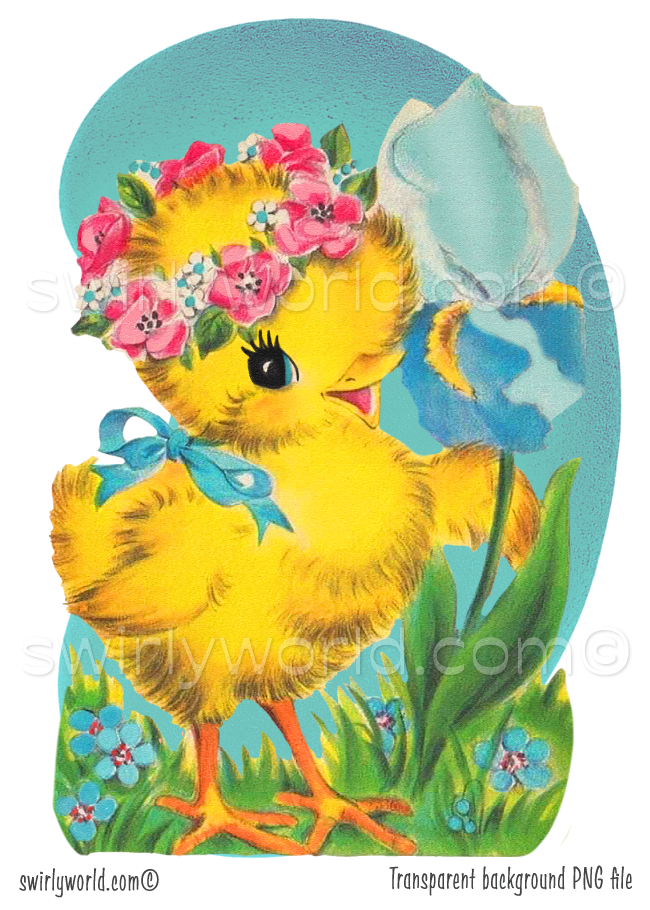 Vintage Kitschy Spring Easter Birds Clipart – 1940s-1950s Mid-Century PNG Bundle – Digital Downloads