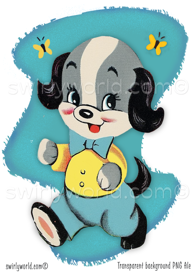 Vintage Kitschy Woodland Forest Animal Critters Spot Art – 1940s-1950s Mid-Century PNG Bundle – Digital Downloads
