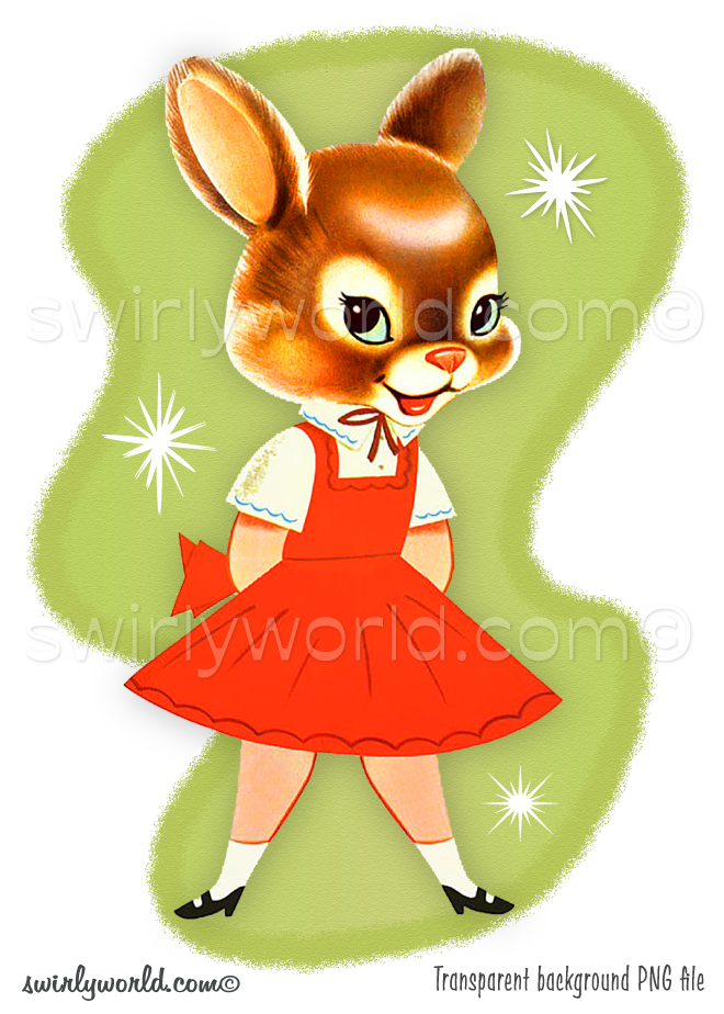 Vintage Kitschy Animals Clipart – 1950s-1960s Mid-Century Modern PNG B