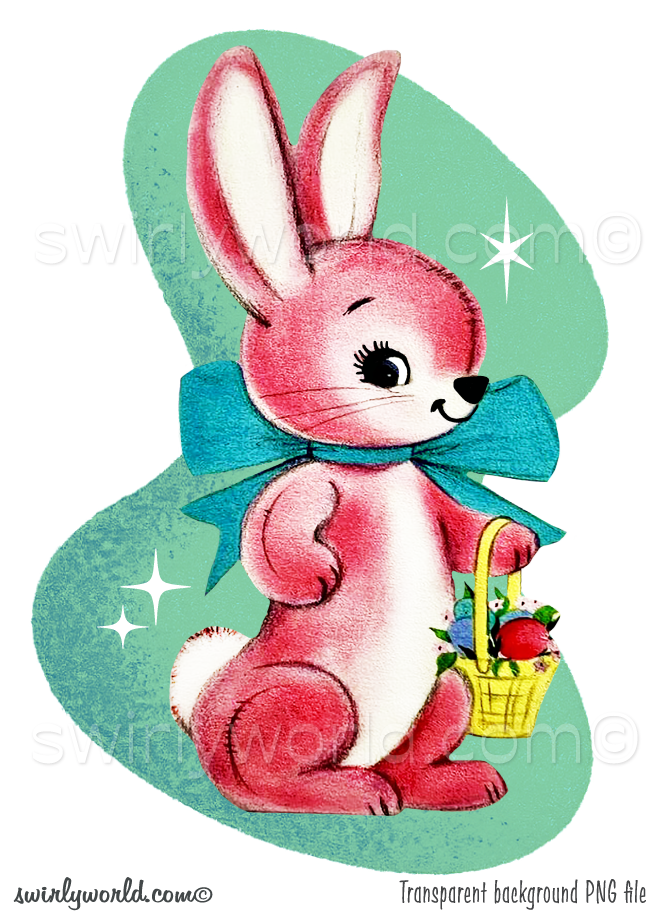 Download rare 1950s–1960s vintage Easter and Spring PNGs with atomic starbursts, pastel retro colors, and mid-century modern charm—perfect for DIY projects.