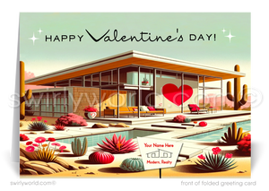 Retro MCM Mid-Century Home Atomic Desert Modern Digital Valentine's Day Cards for Realtors