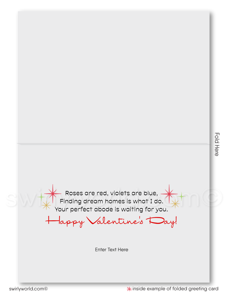 Retro MCM Mid-Century Home Atomic Desert Modern Digital Valentine's Day Cards for Realtors