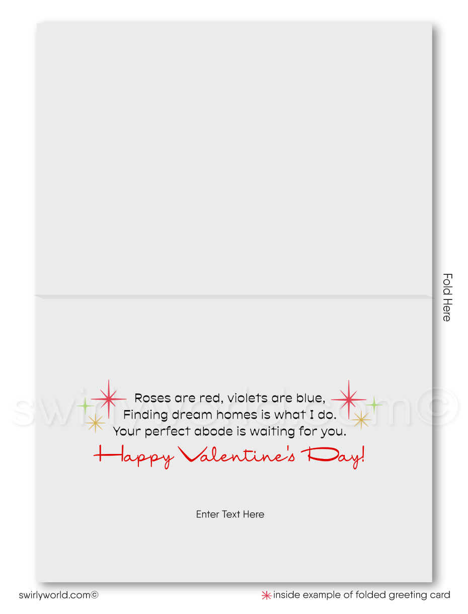Retro MCM Mid-Century Home Atomic Desert Modern Digital Valentine's Day Cards for Realtors