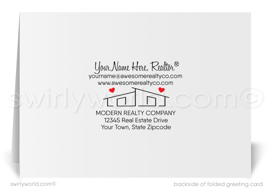 Sleek Mid-Century Modern MCM Home Happy Valentine's Day Greeting Cards for Realtors®