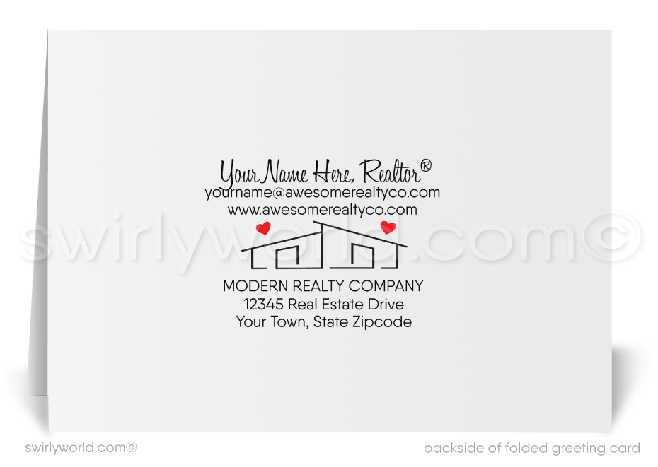 Cool Mid-Century Modern MCM Home Happy Valentine's Day Greeting Cards for Realtors®
