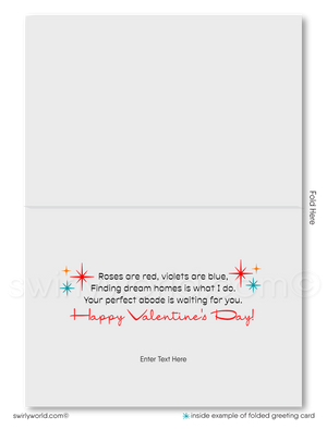 Digital Retro MCM Mid-Century Home Atomic Modern Valentine's Day Cards for Realtors