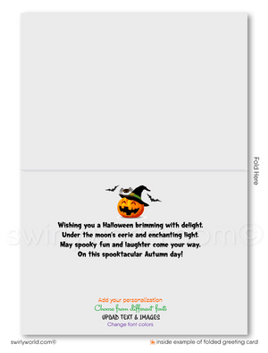 Neighborhood of Decorated Homes Trick or Treat Halloween Greeting Cards for Clients