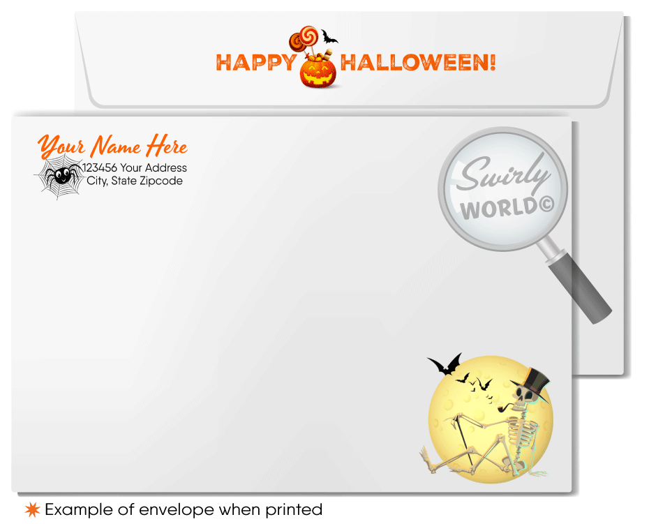 Neighborhood of Decorated Homes Trick or Treat Halloween Greeting Cards for Clients