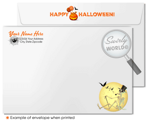 Neighborhood of Decorated Homes Trick or Treat Halloween Greeting Cards for Clients