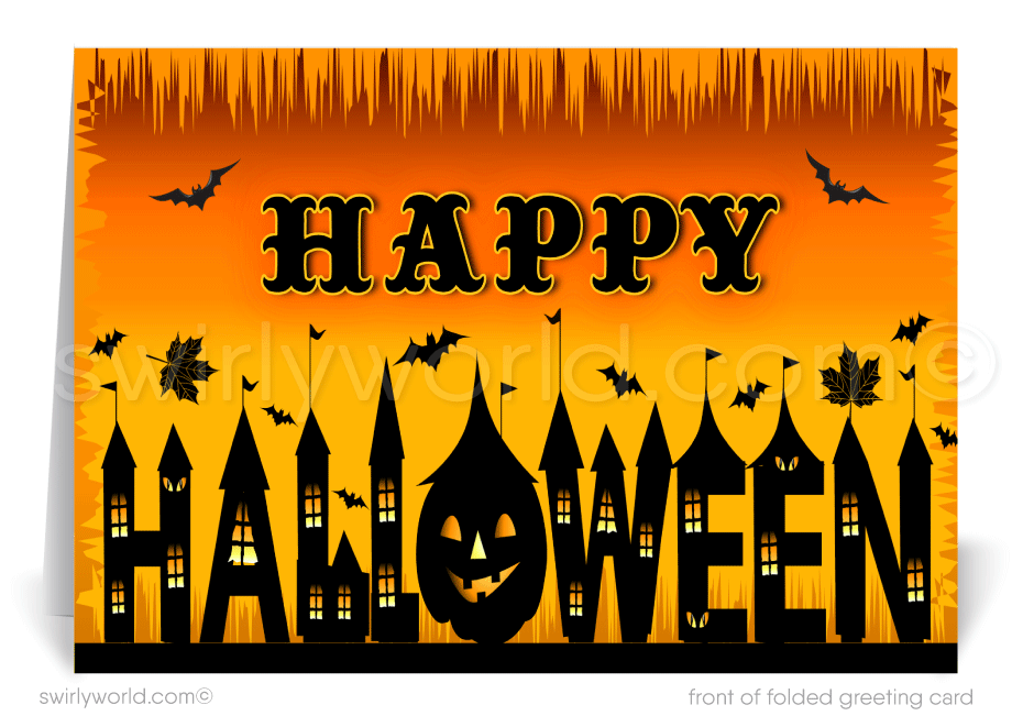 Scary Spooky Happy Happy Halloween Client Greeting Cards for Business Clients