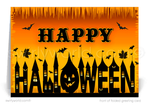 Scary Spooky Happy Happy Halloween Client Greeting Cards for Business Clients