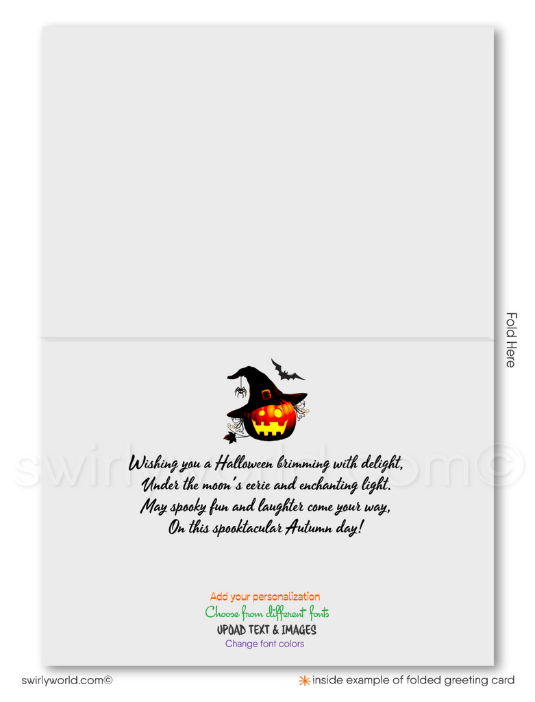 Whimsical Haunted "Trick or Treat" Printed Halloween Greeting Cards for Business Clients