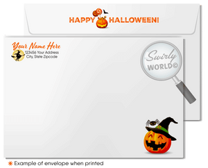 Enchant your clients with Swirly World's Whimsical Digital Halloween Greeting Card. Featuring a spooky haunted house and playful trick-or-treaters under a moonlit sky, this card is perfect for sending festive Halloween wishes. Printed versions with matching envelopes also available!