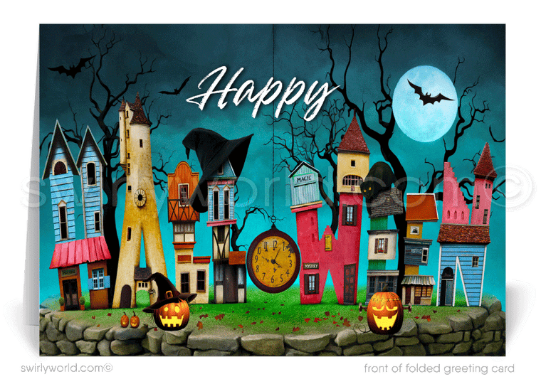 Whimsical Happy Halloween Client Printed Greeting Cards from your Neighborhood Realtor®