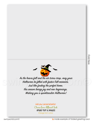 Non-Scary Haunted House Happy Halloween Cards for Client from Neighborhood Realtor®
