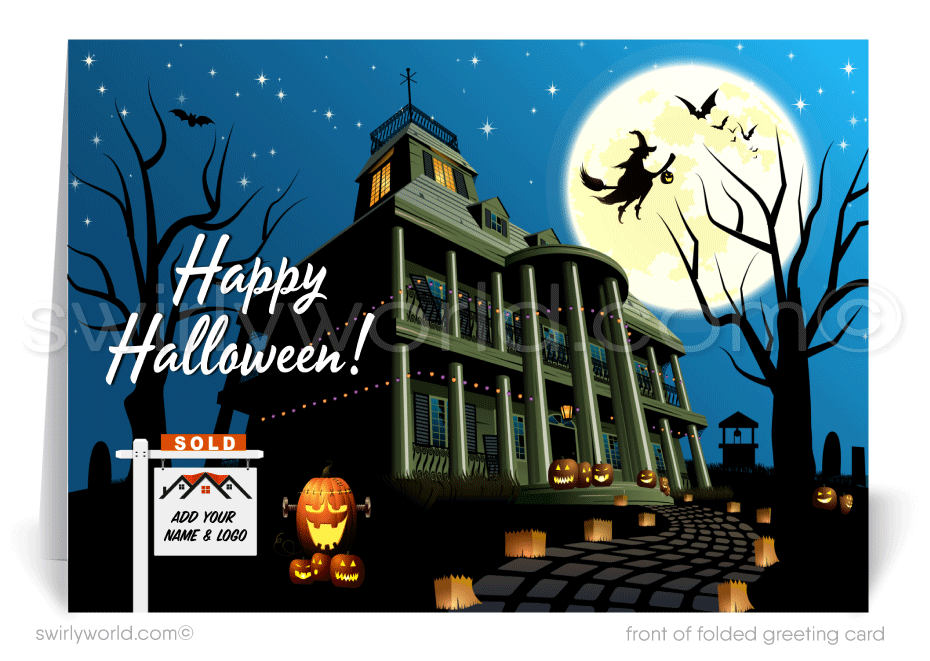 Spooky Haunted House Printed Halloween Greeting Cards from your Neighborhood Realtor®