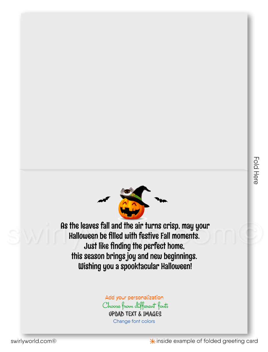 Cute Haunted House Trick or Treat Printed Halloween Cards from your Neighborhood Realtor®