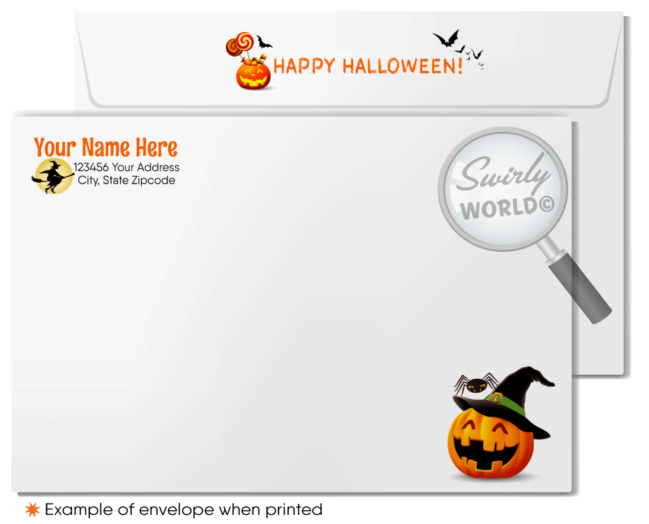 Cute Haunted House Trick or Treat Printed Halloween Cards from your Neighborhood Realtor®