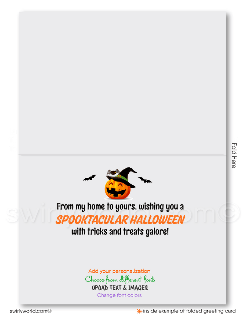Cute Pumpkin House Home Client Happy Halloween Greeting Cards from your Realtor®