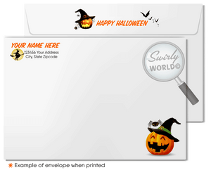 Cute Pumpkin House Home Client Happy Halloween Greeting Cards from your Realtor®