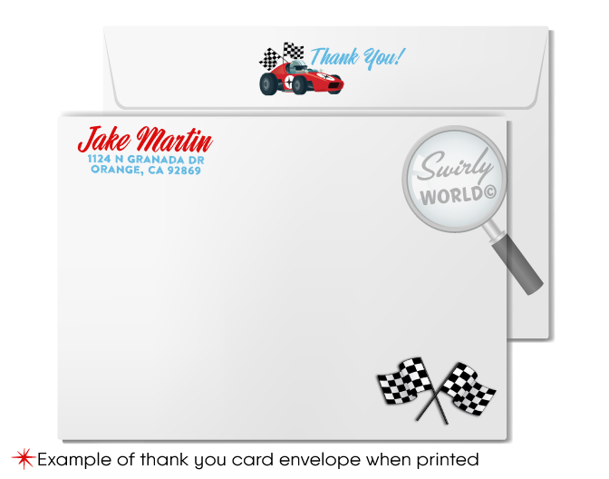 Vintage Red Race Car Retro Drag Racer Boy's Birthday Invitation Digital Download