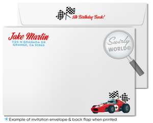 Vintage Red Race Car Retro Drag Racer Boy's Birthday Invitation Digital Download