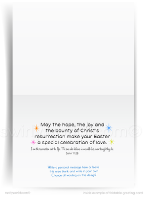 Religious Easter Card – Cross Silhouette in Vibrant Egg, Retro Mid-Century Vintage-Inspired Design