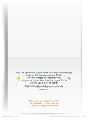 Religious Easter Card – Mid-Century Cross on Sunset with “He Is Risen” Message