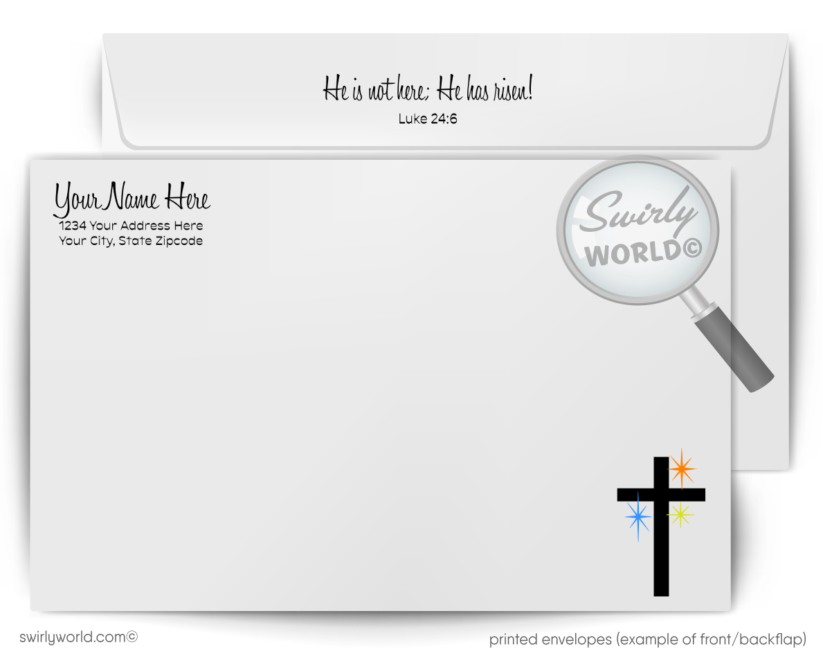 Religious Easter Card – Cross Silhouette in Vibrant Egg, Retro Mid-Century Vintage-Inspired Design