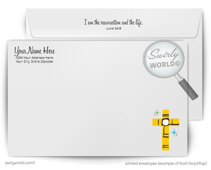 Religious Easter Card – Trio of Stained Glass Crosses, Mid-Century Modern Design