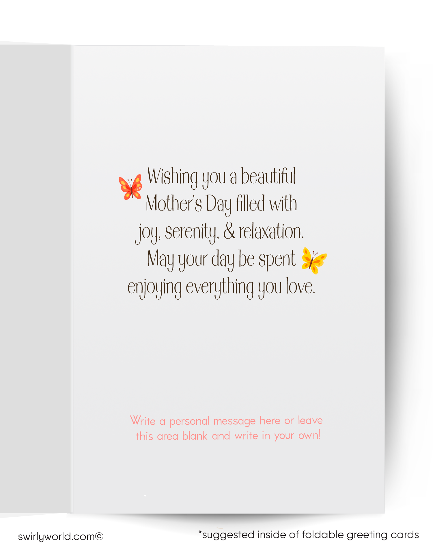 Floral tiered stand with flowers and butterflies on a blue Mother's Day card