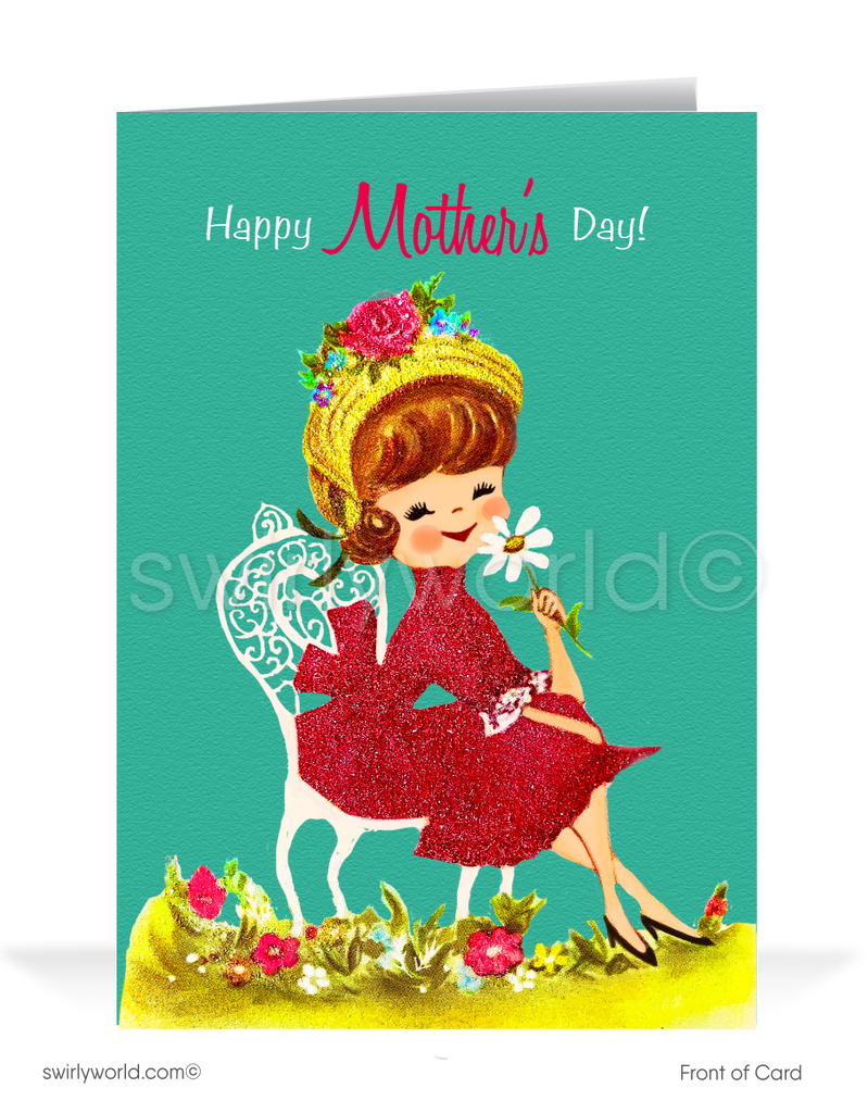 Vintage Happy Mother's Day Card | 1940s-50s Design | Premium Print | Ideal for Clients