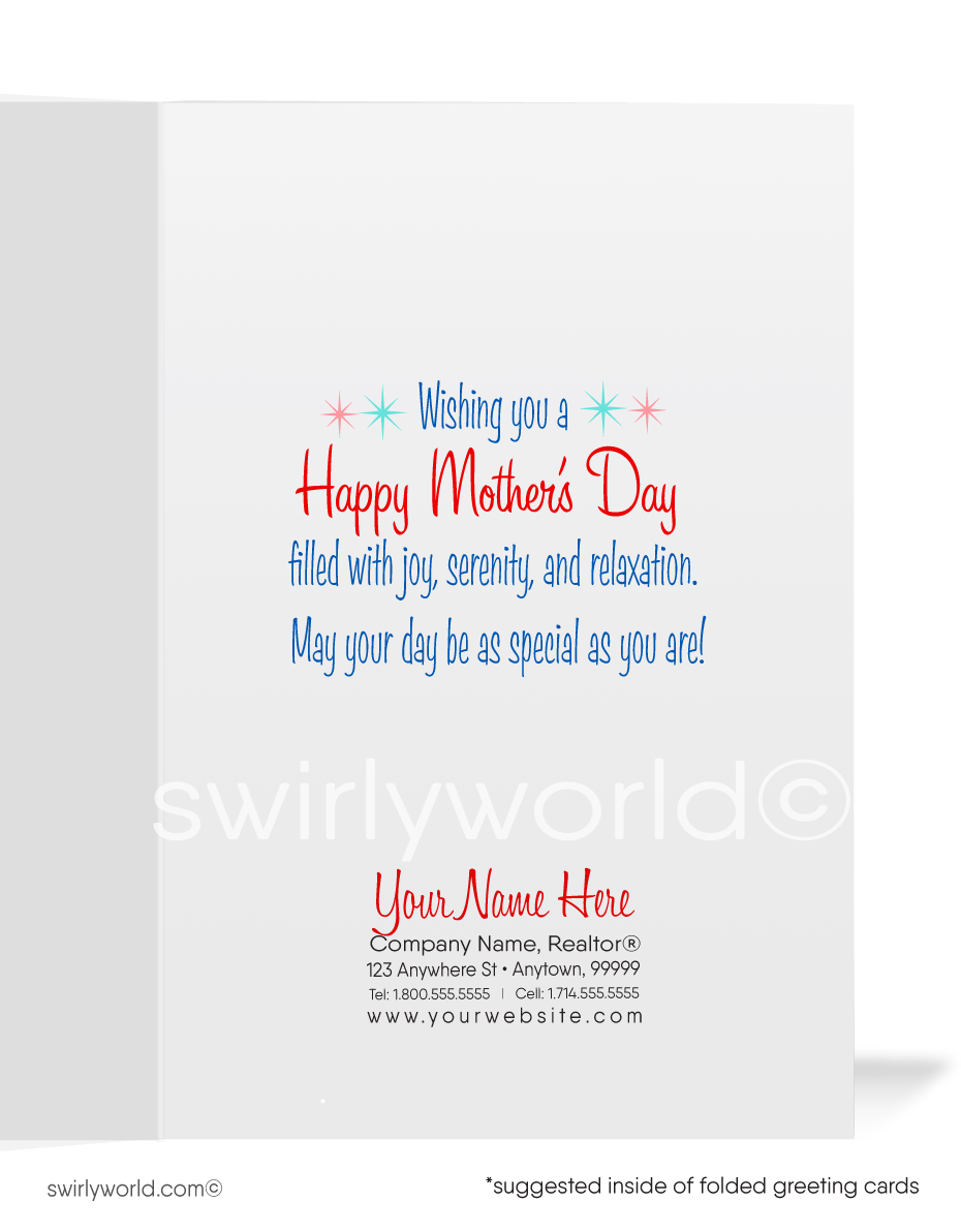 Celebrate Mother's Day with a touch of nostalgia with our exclusive greeting card, designed to convey your heartfelt appreciation in style. This card features a charming 1940s-1950s vintage kitschy illustration of a charming bird's nest with a Mother and Baby Birds inside.