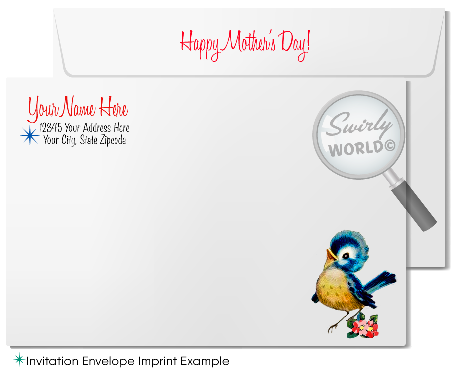 Vintage Happy Mother's Day Bird Card | 1940s-50s Design | Premium Print | Ideal for Clients