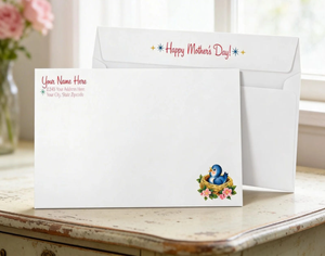 Mother's Day card with envelope on a wooden surface