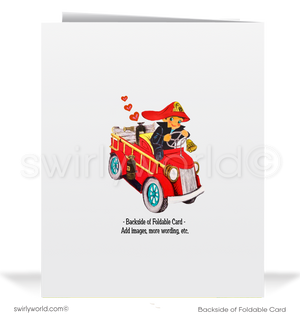 Charming 1940s-1950s Vintage-Inspired Valentine's Day Cards: Firefighter and Dalmation