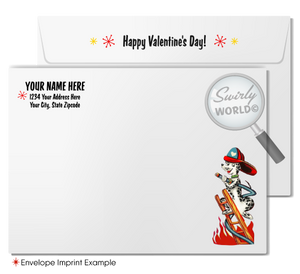 Charming 1940s-1950s Vintage-Inspired Valentine's Day Cards: Firefighter and Dalmation