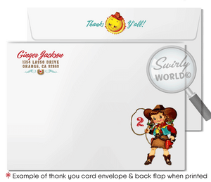 Vintage Mid-Century 1950s Western Cowgirl Birthday Party Invitations Digital Download
