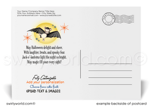 Mid-Century 1940's-1950's Style Vintage Retro Printed Happy Halloween Postcards