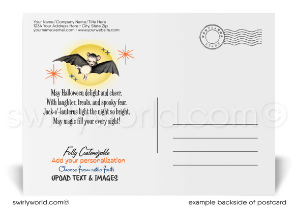 Mid-Century 1940's-1950's Style Vintage Retro Printed Happy Halloween Postcards