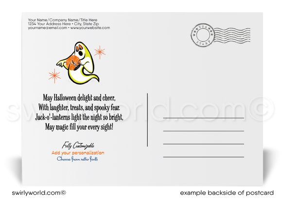 Digital Mid-century 1950's-1960's Vintage Retro Haunted House Halloween Postcards