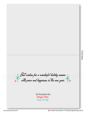 Mid-Century Atomic Modern Retro Eichler House in Snow Holiday Christmas Cards