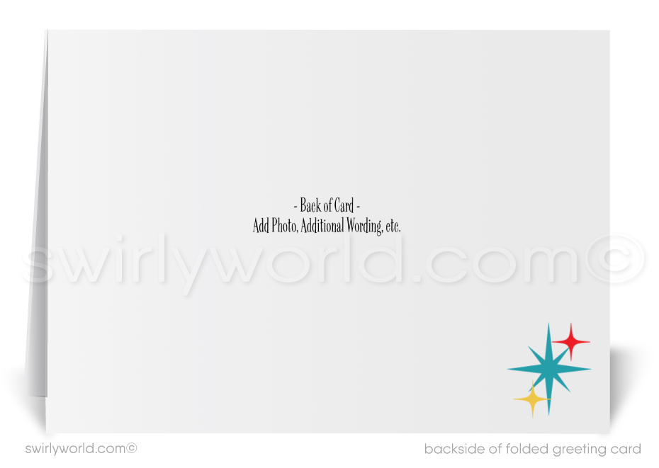 Mid-Century Atomic Modern Retro Eichler House in Snow Holiday Christmas Cards