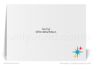 Mid-Century Atomic Modern Retro Eichler House in Snow Holiday Christmas Cards