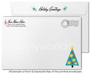 Mid-Century Atomic Modern Retro Eichler House in Snow Holiday Christmas Card Envelopes