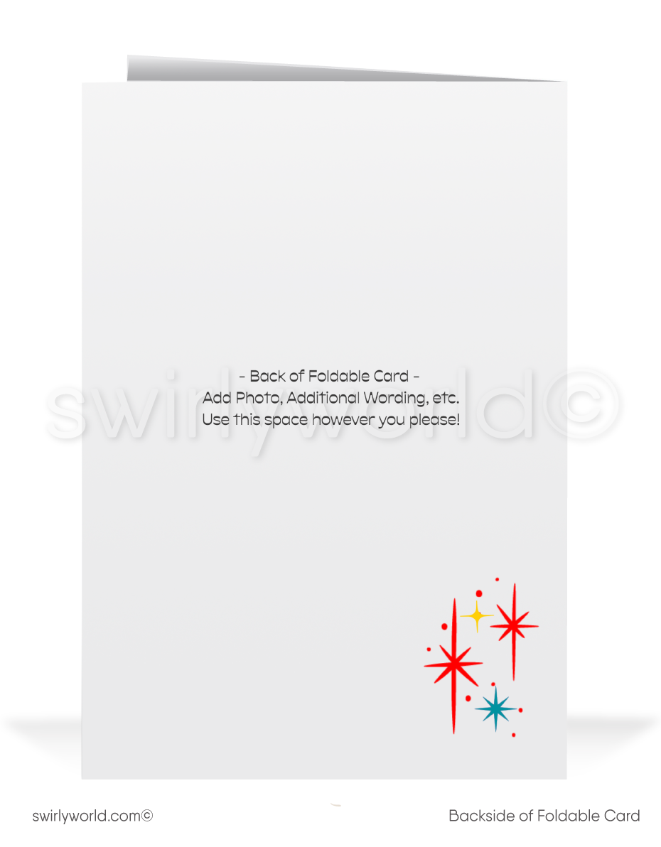 Retro Mid-Century Modern Happy New Year Card with 1950s Neon Diner Sign Design and Vintage Typography