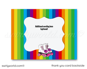 Retro Flower Power 60s-70s Style Roller Rink Birthday Invitation Set - Customizable Printed