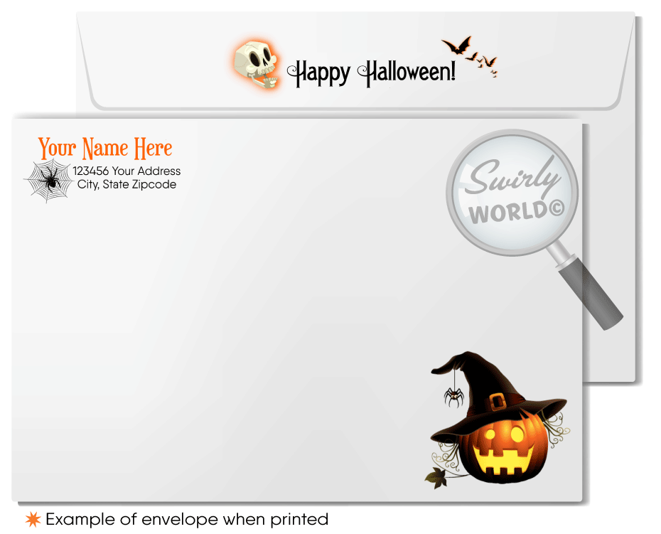 Send Halloween magic with Swirly World's New Orleans Haunted Mansion Digital Greeting Card. Featuring a haunted mansion, spooky trees, and a bat against a midnight sky, this digital card is perfect for captivating clients and friends. Customize and send with ease—printed versions also available!