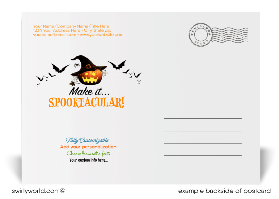 Digital Fall Autumn Neighborhood Realtor® "Happy Halloween" Postcards for Clients