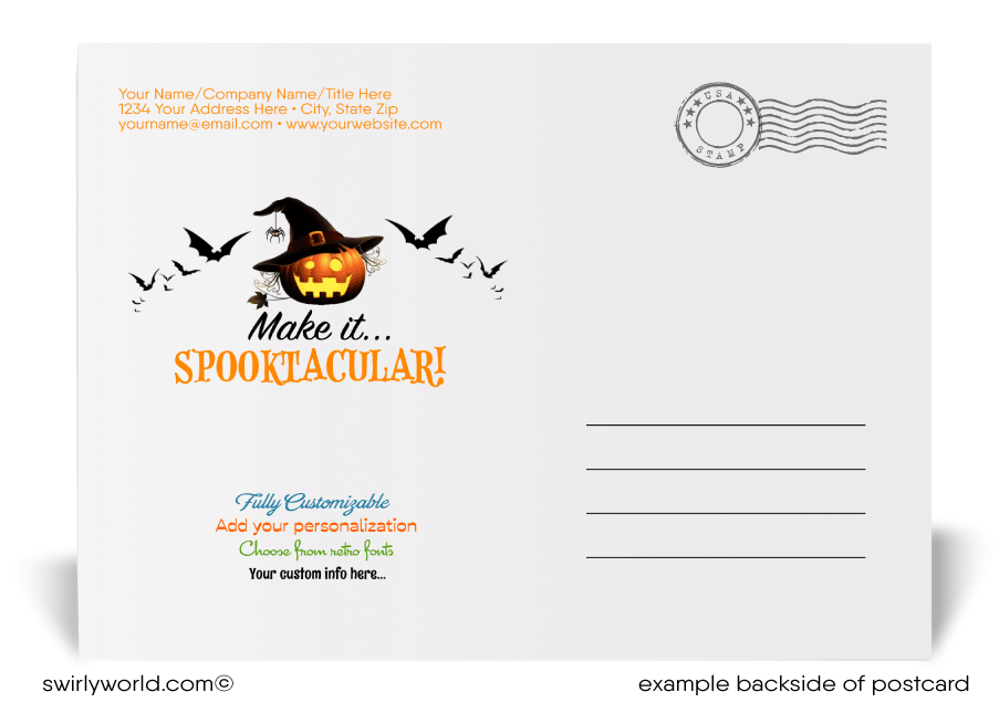 Fall Autumn Neighborhood Realtor® Printed "Happy Halloween" Postcards for Clients